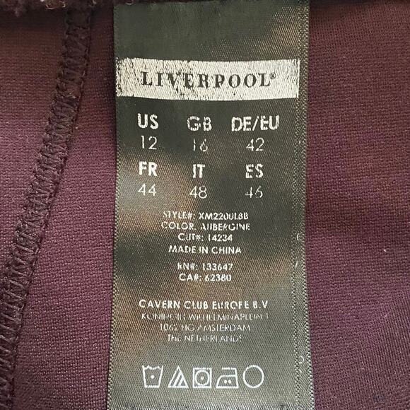 LIVERPOOL Reese Ponte Knit Pull On‎ Pants Ankle Leggings Aubergine Womens 12 US - Picture 8 of 8